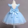 Abiti da ragazza per bambini ragazza blu abito tutu in perline da 1-5 anni abito da festa della bambina da bambina bambina bambina viscello a fili vestiti di tulle costume infantile t240415