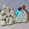 Dekoracyjne figurki żywica święta rodzina posągi świąteczne posągi narodzinowe dekoracja sceny figurki Chrystus dary Jezus Statua Mary Joseph Miniature