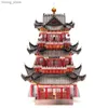 Puzzles Puzzles PileCool Model Building Kits Juyuan Tower 3D Metal Puzzle Assembly Model Kits Jigsaw for Adult Brain Teaser Toys Y240415