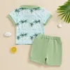 Kleidung Sets Baby Boys Shorts Set Short Sleeve Tree Print Hemd mit elastischer Taille Sommer -Outfit