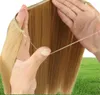 24 Zoll Frauen Fischlinienhaarverlängerungen schwarz blonde natürliche wellige lange Tempretur Faser Synthetische Hairpiece4070822