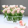 丸いアクリルの花の花瓶の透明な花柄のセンターピース16ホールダイニングテーブルウェディングv3w8
