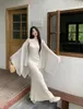 New Chinese style stand collar long knitted fishtail dress long sleeve cardigan for women autumn new fashion two-piece set