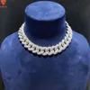 Moissanite Diamond Miami Cuban Link Chain 20mm 6 Rows White Gold or Rose Gold Plated 925 Silver Necklace