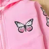 Sets de ropa Spring and Autumn Girls Fashion Long Fashion Chaqueta aerodinámica de algodón + pantalones Baby Butterfly estampado con capucha Trater T240415