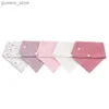 Bibs Burp Cloths 5 Pcs/Set Newborn Baby Bibs Feeding Drool Bibs Solid Color Cartoon Snap Button Soft Triangle Towel Cotton Baby Bibs Wholesale Y240415Y2404174NB8