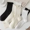 Носки Hosiery 5 пары /лот носков для женщин рюшат хлопковой хлопковой средняя труба лодыжка короткая дышащая черная белая набор весна осень осень