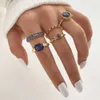 Diamond Inlaid Sapphire Crystal Ring 5-piece Set of Creative and Versatile Oval Rings