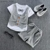 Vêtements ensembles nouveaux enfants d'été vêtements pour bébés garçons t-shirts shorts 2pcs / sets pour tout-petit gentleman décontracté vestiment