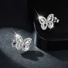 Mesdames bijoux de mode à la mode 925 Silver Sterling All Full Moisanite Butterfly Stud Earge