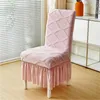 Chair Covers Milk Velvet Dining Elastic Stretch Slipcover With Skirt High Chairs Protector For Party Room