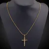 Klassiska smycken Jesus Cross Pendant 18K Yellow Gold Filled Crucifix Pendant Chain2988