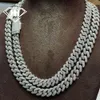 VVS1 Moissanite sieraden Cubaanse ketting 16 mm breedtekas Clasp Premium 925 Zilver Iced Out Brilliant Diamond Necklace