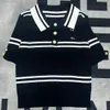 Summer Knits Femmes But Bown Collar Color Bloc Stripe Logo Logo Broidery Polo Desinger Shirts SML