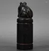 Dekorative Figuren Hongshan -Kultur archaisieren schwarze Eisenmeteoritskulpturen Frosch -Siegelstatue