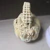 Dekorativa figurer kinesiska gamla porslingrön sprickor glaserad potten