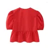 Blans pour femmes Keyankettian 2024 Launch Bow Lacet Up Puff Shirt Shirt Sweet Style Summer Tiered Ruffles Slim Crop Top Blouse