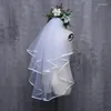 Velo de novia Vestido de novia para mujeres Velo de dos capas F Accesorios Rbbon