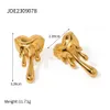 Fashion Vintage 18K Gold Melted Heart Earrings Trendy Ear Decorations Stylish Ear Ornaments