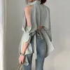 Женские блузки Gidyq Korean Hollow Out Рубашки Женская мода твердое от плеча с длинным рукавом Весна ВСЕ