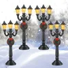 Decorative Figurines 8Pc Mini Christmas Lamp Post Train Miniature Street Light For DIY Dollhouse Village Pathway