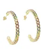 Hoop Huggie Gold Big Half Round Earring Etting Rainbow Colorful CZ Circle For Women Gorgeous Lady Charm Fashion Earringhoop3000486