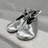 2024 Lady Sheepskin en cuir dames talons plats sandales Mary Jane Toe Round Backle Summer Ballet Chausss