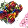 Декоративные цветы красочные розы искусственные цветочные симуляция подделка свадебная украшение домашняя гостиная