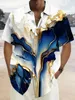 夏のメンズハワイアンシャツ3Dプリントバタフライボタンアップアート半袖ティートップスファッションビーチシャツバケーションデイリー240415
