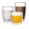 Weingläser hitzebeständiger Doppelwandglas Tasse 250/350/450 ml Bier Kaffeewasser Tassen Transparent Großhandel Getränkeset Set