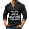 T-shirts T-shirts masculins imprimé décontracté à la mode pour hommes Hale V-Col à manches longues Spring Sport Camisa Hombre