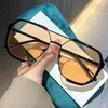 Óculos de sol Retro Metal Double Bridges Praça Mulher Moda Clear Lens de gradiente do oceano