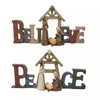 Estatuetas decorativas acreditam em paz natal cenário natividade berço religioso manjer jesus decoração de casa santa família decoração de mesa