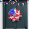 Decoratieve bloemen 4 juli krans patriottische rood witte en blauwe decoratie 2024 buiten ingang front veranda decor onafhankelijkheid dag