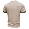 T-shirt à manches courtes pour hommes, sports et fitness, chemise Henley en plein air pour hommes avec Henry inférieur