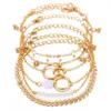 Fleur de style Instagram Perle ronde ronde Géométrie à la mode personnalisée Géométrie à 6 couches Bracelet Femelle