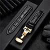 Genuine Leather Watchband with Butterfly Automatic Buckle Watch Band 18mm 20mm 22mm 24mm Replace Men Straps Watch Accessories 240415