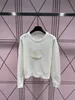 Damesbreien T Tees Designer Elegant en stijl 3D Flower Thread Hollow Hooked Top 2023 Herfst New Sweater I67Y