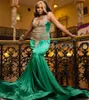 Splendidi abiti da ballo verde Baddies Diamond Crystal Mermaid Plus size Abito da sera 2024 Black Crystal Black Women Aso EBI Abito da festa formale 2024 Vestidos de Noite