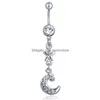 Navelglockenknopf klingelt yyjff d0076 stern und mondbauchkörper piercing juwelry baumle accessoires fashion charm Drop Lieferung Dhdjo