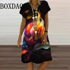 Abiti casual Donne 2024 Summer Summer Fashion 3D Stampa di pavone a V-Neck Short Short Daily Slione Plus Times Vestitidos 6xl Vestidos