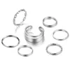 New Alloy Creative and Minimalist Layering Style Chain Personalized Ring Set of 7 Pieces