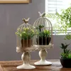 Kerzenhalter Home Dekoration Französisch Vintage Retro Finishing Iron Birdcage Blume Vogel Käfig Mousse