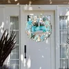 Fleurs décoratives Signe de bienvenue porte d'entrée durable 2d bois côtier starlade plate étoile de mer et de coquille en bois maison de maison