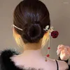 Clip per capelli Clip di nappa in stile cinese vintage per perle da fiore rosa per perle di rosa