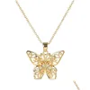 Kedjor Poisa Hollow Out Butterfly Pendant Necklace 925 Sterling Sier Cutout Chain Neck Neckoce Double Farterflies S925 Chocker Drop DHBFH