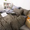 Bedding Sets Japanese Style Simple Plaid Stripe Set 3/4PCS Nude Sleeping Skin-friendly Duvet Cover Full Size Comforter