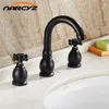 Bathroom Sink Faucets Black Antique Retro Bronze Split Three - Piece Faucet Full Copper Hole Basin XR7040