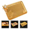 Plates Metal Serving Tray Decorative Rectangular Platter Plate For Home Party