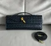 Echtes Leder langer Clutch undiamo mit Griff intrecciato Handwerkskuh Leder Frauen Umhängetaschen Geldbörsen und Handtaschen berühmte Markendesigner Abendtasche 2559